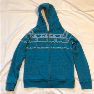 Girls fleece lined teal hoodie (size M)